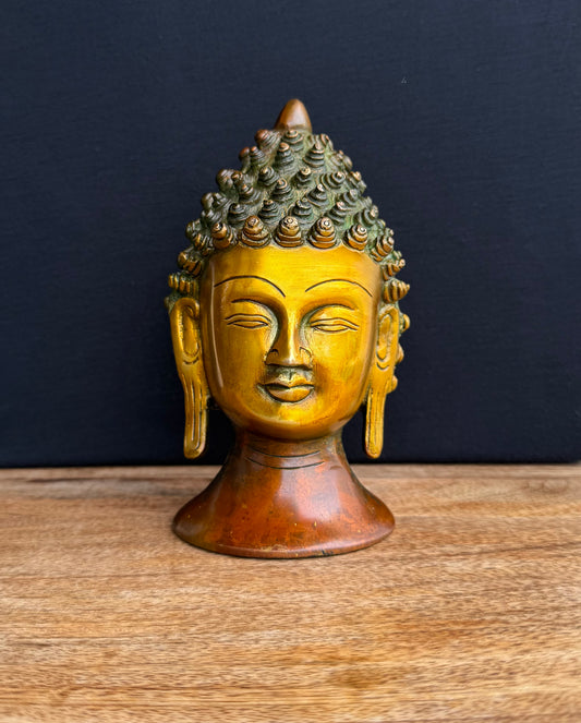 Brass Buddha Head Sculpture – Handcrafted Symbol of Peace & Enlightenment