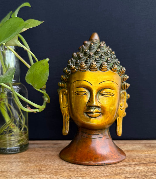 Brass Buddha Head Sculpture – Handcrafted Symbol of Peace & Enlightenment