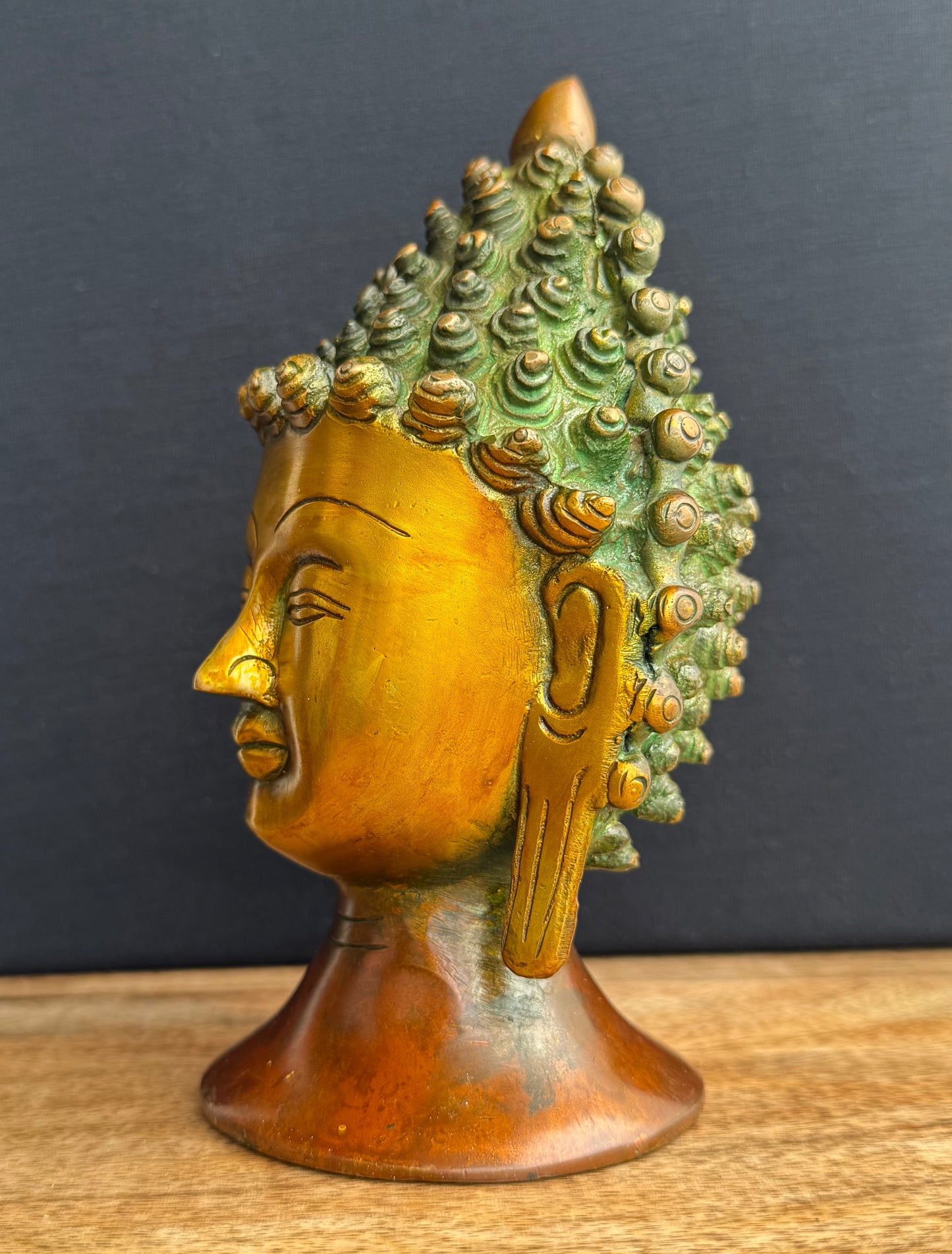 Brass Buddha Head Sculpture – Handcrafted Symbol of Peace & Enlightenment