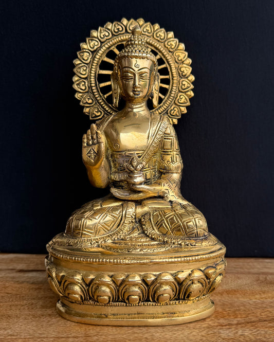 Brass Buddha Blessing Statue – Handcrafted Symbol of Protection & Inner Peace