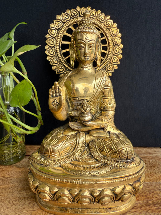 Brass Buddha Blessing Statue – Handcrafted Symbol of Protection & Inner Peace